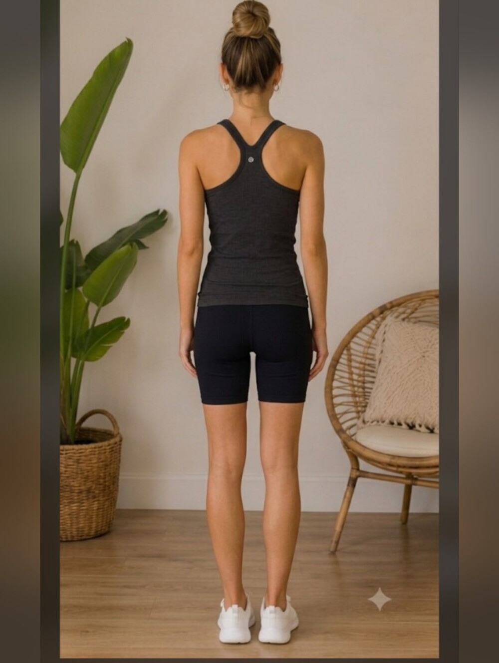 Lululemon Ebb to the Street Ribbed Tank with Racerback, Dark Grey/Black, Size 6